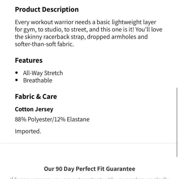 NEW Fabletics Peggy Tank *Retired Style* Racerback Relaxed Fit Tank, White Large - Picture 13 of 14